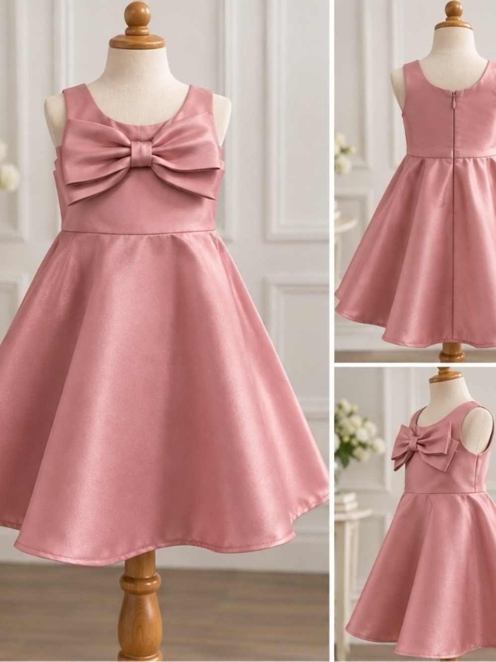 Rare Editions Enchantment Pink Satin Bow Dress NWT Girls 2T & 3T